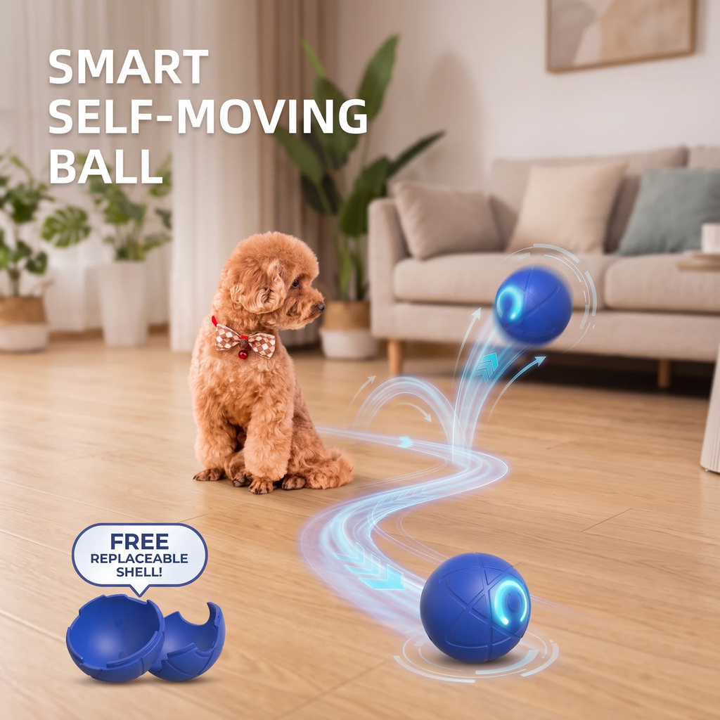 Self-Moving Interactive Dog Ball – USB Rechargeable Pet Toy
