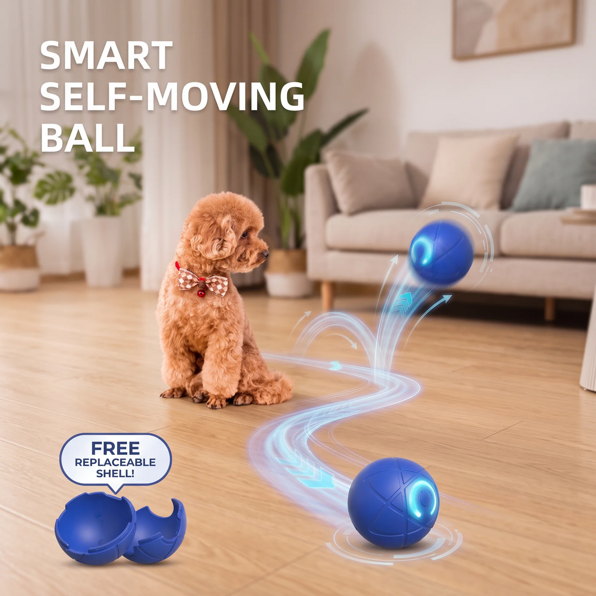 Self-Moving Interactive Dog Ball – USB Rechargeable Pet Toy