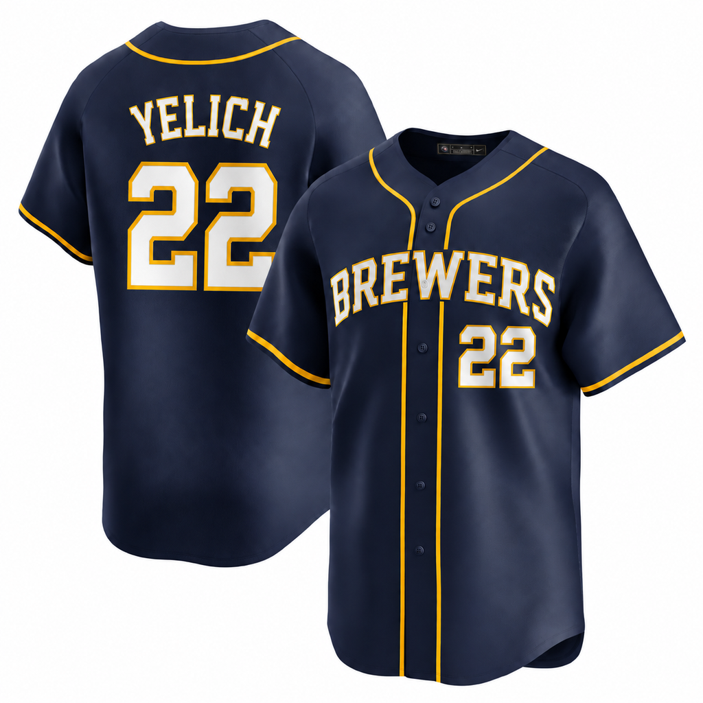 Men's Milwaukee Brewers Navy & Gold Baseball Jersey – Player Edition