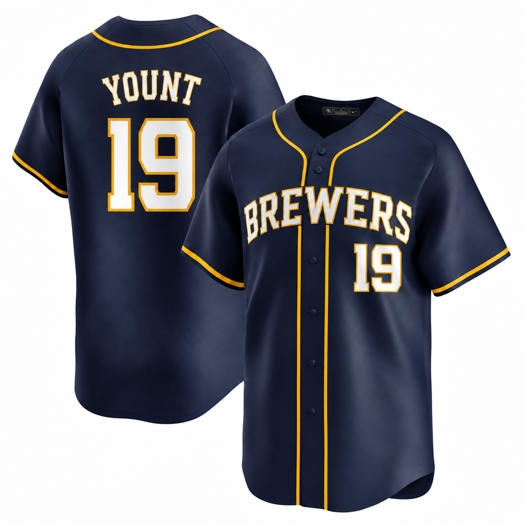 Men's Milwaukee Brewers Navy & Gold Baseball Jersey – Player Edition