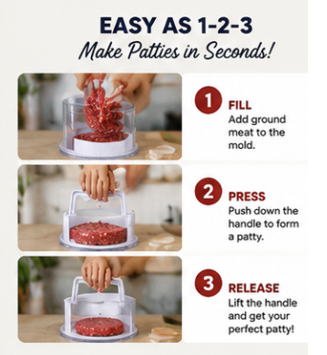 🍔Hamburger Patty Maker Tool for BBQ - Burger Shaper for Meat, Veggie Patties