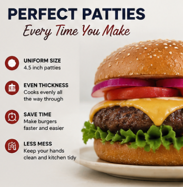 🍔Hamburger Patty Maker Tool for BBQ - Burger Shaper for Meat, Veggie Patties