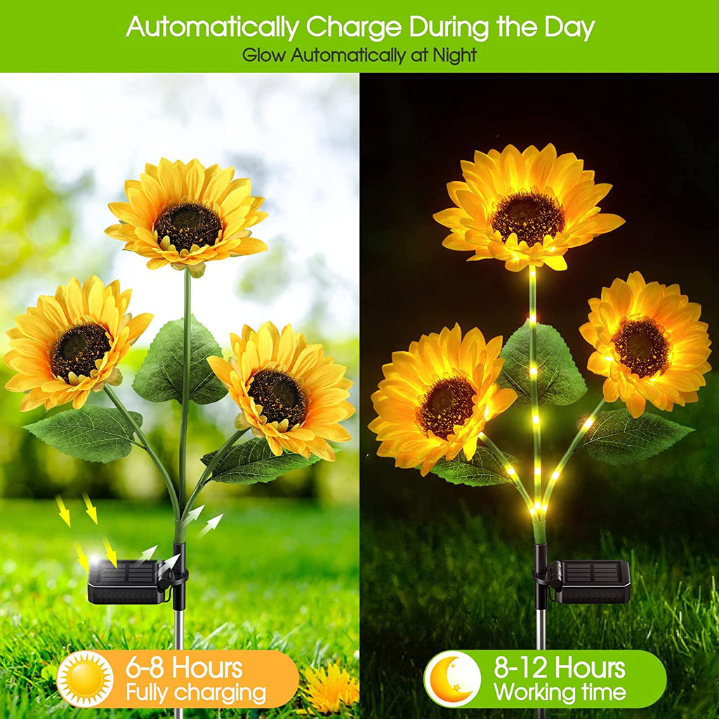 LuminaBloom™ 3-in-1 Solar Sunflower Garden Stake Lights