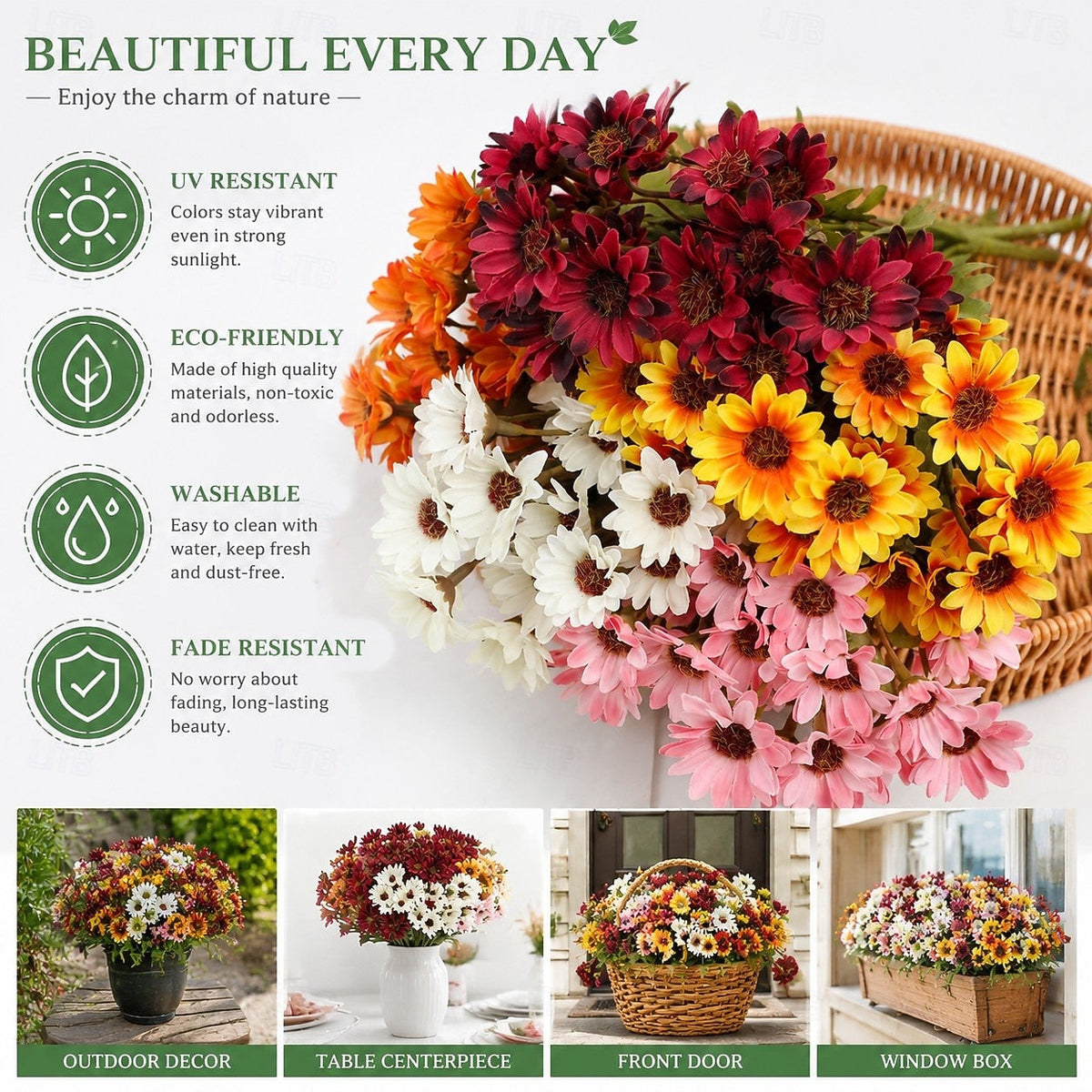 🔥 Limited Stock 49% OFF 🔥 - Artificial Outdoor Mums Flowers - UV resistant, Waterproof, Windproof🌼