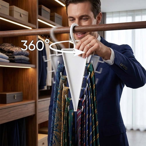 ✨Last Day 50% OFF✨Rotating V-Shaped Accessory Hanger – 12-Hook 360° Closet Organizer
